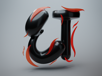 घ - 47 Days of Devanagari Type 3d abstract blender cycles design geometry reflective shapes shine type type art