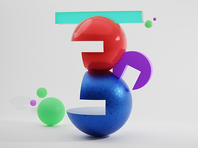 ऊ - 47 Days of Devanagari Type 3d abstract blender cycles design geometry procedural shapes type type art