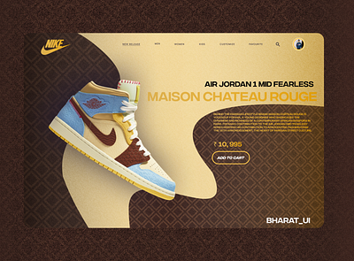 Air Jordan 1 Mid Fearless Maison Chateau Rouge air jordan brown chocolate design desktop gold graphic design nike persian sneakers ui uiux wafer