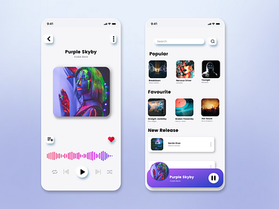 Music Player UI design app design graphic design mobile music musicplayer neumorphism player song ui uiux