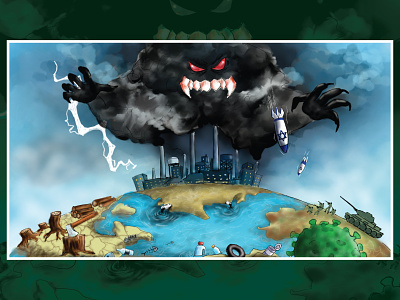 Eco-Canvas: The Polluted Landscape air pollution art autodesk sketchbook design digital art drawing graphic design illustration pollution water pollution
