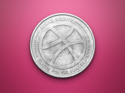 Thanks for the invite coin dribbble illustration invite shadow texture thanks