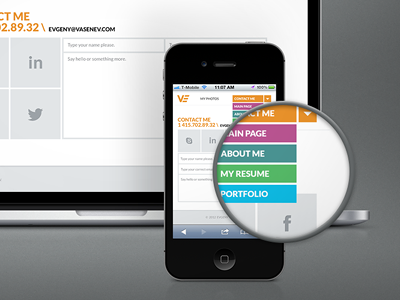 Adaptive menu colors iphone metro mobile portfolio simple ui website
