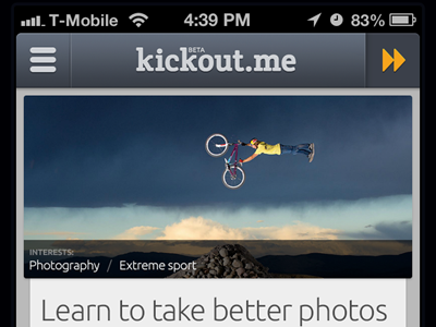 kickout.me mobile app buttons colors flat icons iphone mobile ui visual