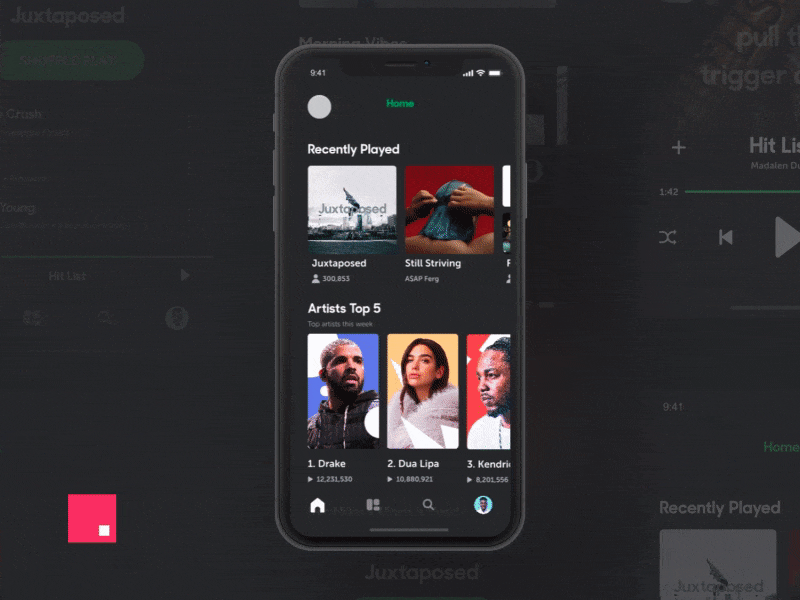 Invision Studio - Spotify Concept invision ios iphonex music player prototype spotify studio ui ux