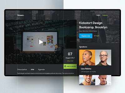 Event Streaming App app dark event live streaming ui ux video web