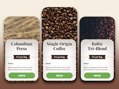 Coffee Bean Product Cards
