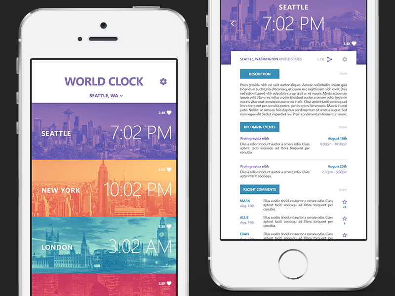 World Clock App by Christian Roy on Dribbble