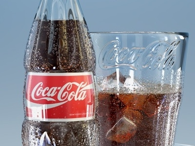 Coca Cola 3D drops packshot splash typography