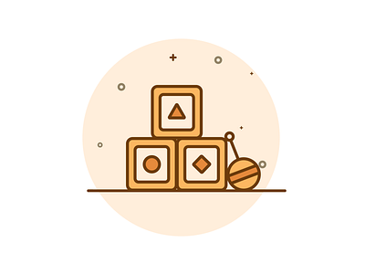 Play Blocks Icon 2d cute design icon illustration orange ui vector