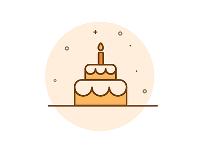 Cake Icon 2d birthday cake cute design food icon orange snack ui vector