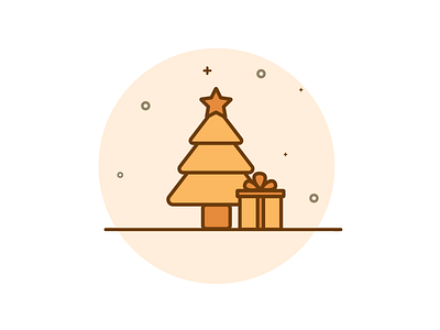 Christmas Icon 2d christmas cute design gift icon illustration orange tree ui vector