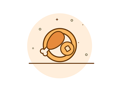 Dinner 2d chicken cornbread cute design dinner food icon illustration orange ui vector