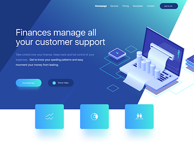 Finances manage (web template) card colorfull design header design icon illustration interaction interface page site ui web website