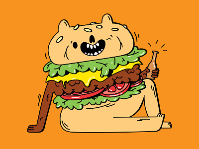 Cheeky Burger beer burger characterdesign cheeky cheese cheeseburger cute digital dope drinks food hamburger hey illustration vector