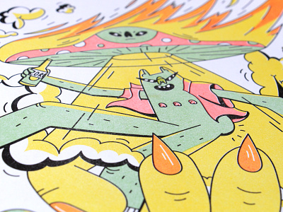 Close up of I WANT TO BELIEVE risograph print