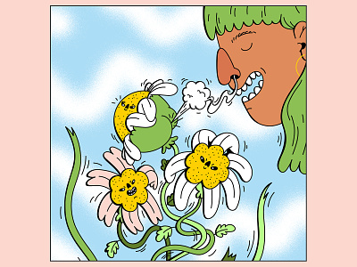 Sweet flowers allergies aroma bloom blooming bouquet butt digital dope fart flora flowers illustration nose pollen sky smell smile spring summer vector