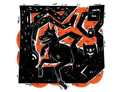 Twisted black contort cool dog dope dude happy illustration orange screenprint summer twist