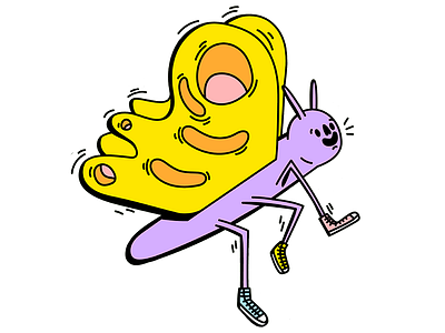 Ya always friendly butterfly bubble butterfly converse digital dope drawing flyer flying graffiti happy illustration insect nature purple smile sneakers summer sun vector yellow