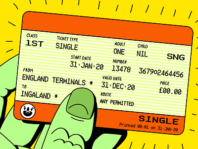 Ticket to Ingaland brexit cheeky digital england eu europe european union great britain illustration immigration ingaland politics ticket train travel uk vector
