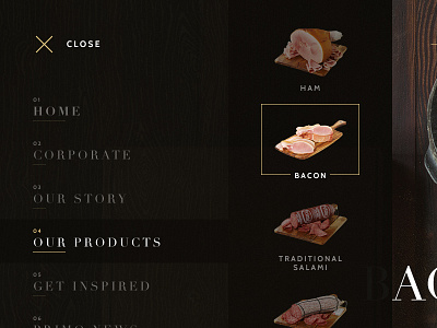 Menu bacon food ham meat menu rustic salami serif vertical wood