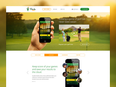 Standby Golf app clean golf home ios landing mobile page promotional standby website