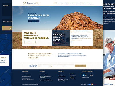 Carpentaria - Redesign carpentaria gold home industry iron mining ore outback redesign tin tungsten website