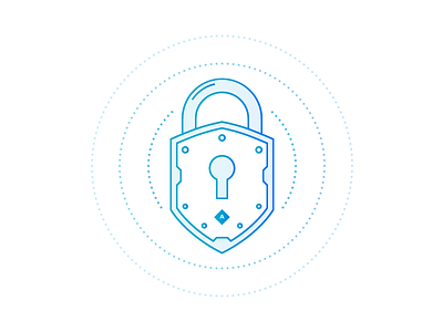 Shlock and load... blue icon illustration lock outline privacy security shield