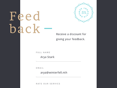 Give us some feedback yo! button checkbox classy discount feedback field form minimal radio serif slider ui