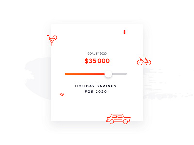 Holiday savings brush clean goal icons minimal orange savings slider ui