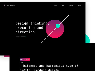 Peace of Design black branding clean digital home landing minimal portfolio typography ui ux website