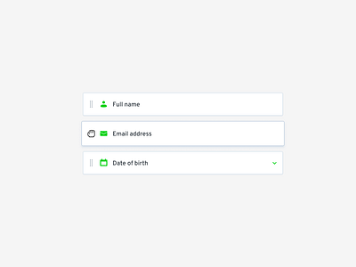 Draggable customise drag field form green icons input label minimal reorder