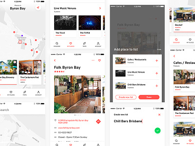 Places discover icons listing location map mobile places save ui ux