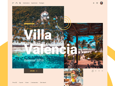 Villa Valencia accommodation beach big type branding holiday home hotel landing page slider summer travel ui villa yellow