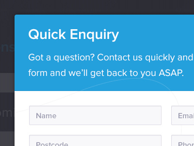 Quick enquiry modal button enquiry field form modal