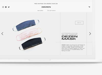 Web Design for DEZEN fashion homepage mask minimalist product branding product design webdesign