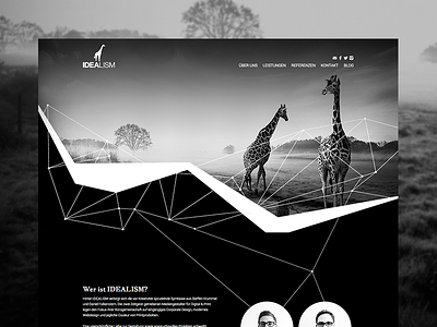 Idealism Landingpage agency black and white design freelance girafe homepage idealism screendesign ui web webdesign website