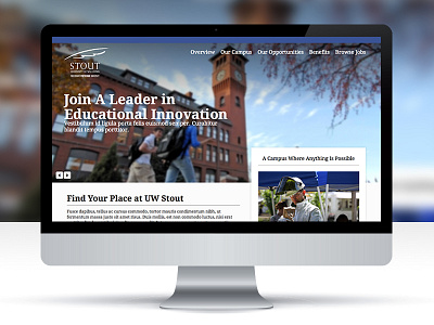 Educational Homepage Layout career site education homepage interface landing page layout school uw stout
