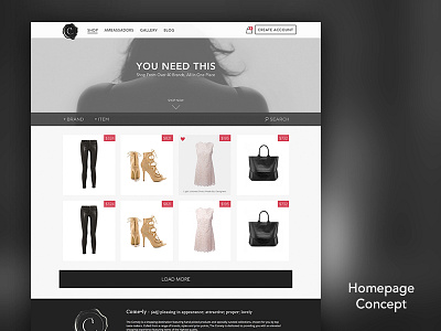 The Comely - Homepage Concept ecommerce grid layout masonry pinterest shopping site