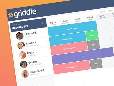 Schedule View calendar grid management process schedule time tracking ui wip