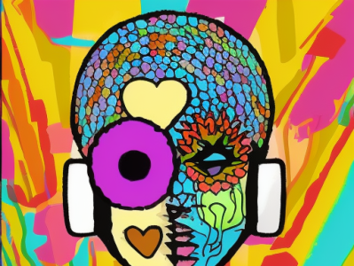 Skull man who loved music : doodle art design doodle fantasy graphic design illustration