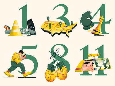 Illustrations for the "Car Crash" project art boxing gloves character design chess digital illustration map