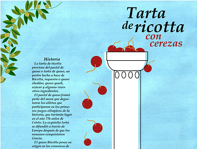 User information. Ricotta cake with cherries recipe design graphic design illustration