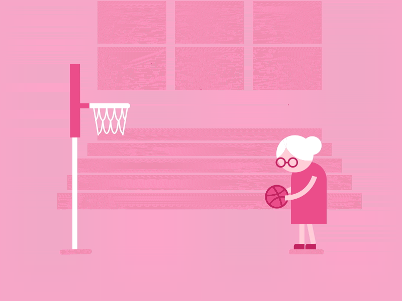 Granny Style 2d animation basketball court dribbble first shot gif grandma granny granny style gym motion graphics
