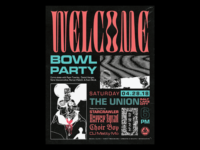 Bowl Party Poster digestive flyer layout poster print skateboarding typography