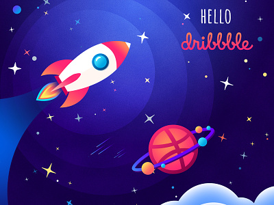 Hello Dribbble! dribbble illustration planet space star web