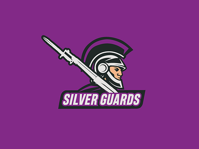 Silver Guards Logo (Spartan + Drill Team) andrew schuster drill team gun logo military rebrand rifle schuster silver spartan ui warrior