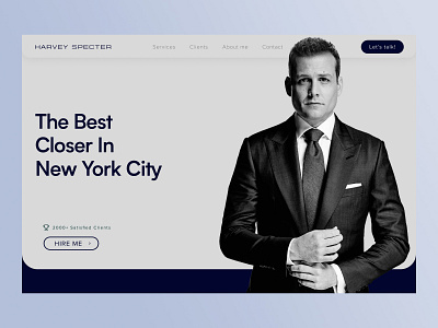 Harvey Specter Website Landing Page app branding design graphic design harvey harvey specter illustration logo ui vector