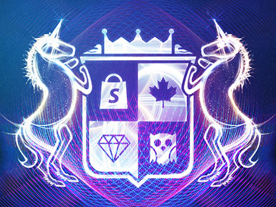 Tronicorn coat of arms grid laser light shopify swoosh unicorn