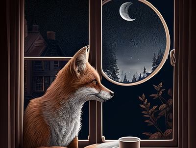 Fox and Moon windowsill
